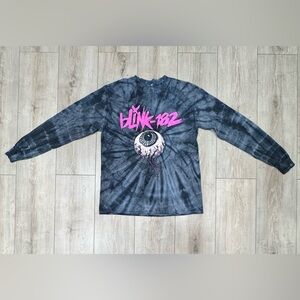Blink 182 Tie Dye Long Sleeve Blue 2019 Tour Shirt Eyeball Hoppus Skiba Barker